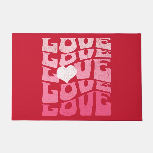 Valentine's retro 70s love  doormat (Front)