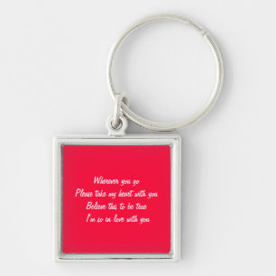 Valentines romantic poem key ring