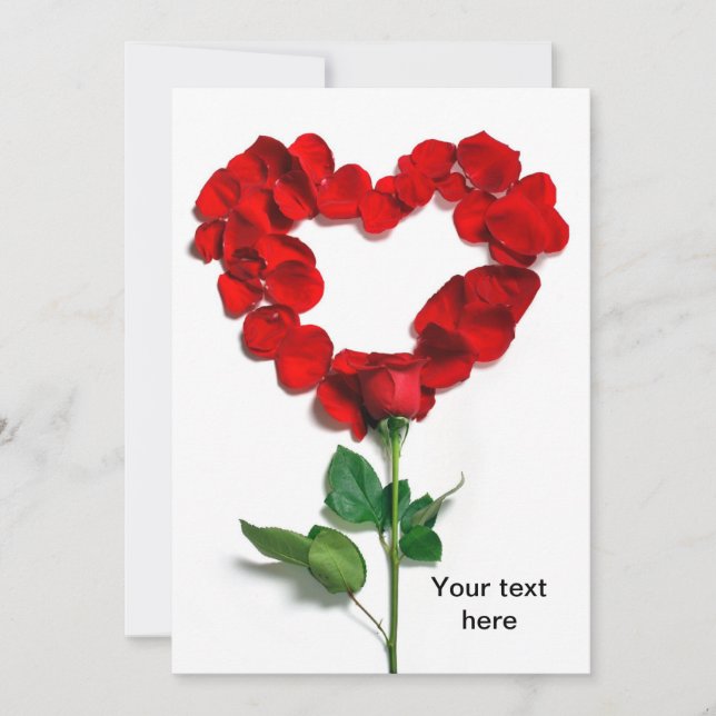 Valentine's Rose heart Holiday Card (Front)