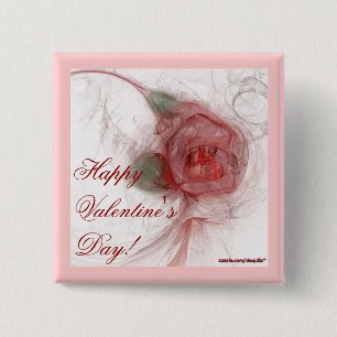 VALENTINE'S ROSE ~ On White 15 Cm Square Badge