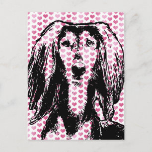 Valentines - Saluki Silhouette Holiday Postcard