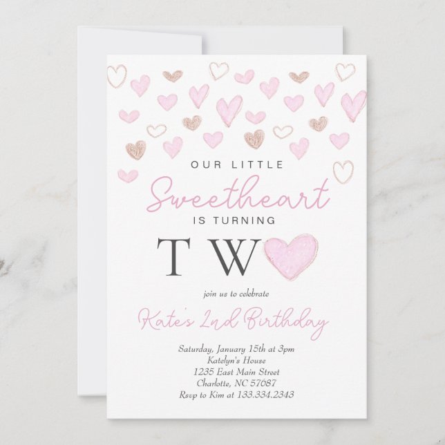 Valentine's second birthday invitation (Front)
