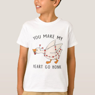 Valentines Silly Goose You Make My Heart Go Honk F T-Shirt