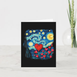 Valentines Starry Night Van Gogh Love Hearts Flowe Card