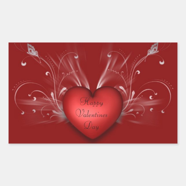 Valentines Stickers/Heart Rectangular Sticker (Front)