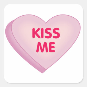Valentines Stickers/Kiss Me Heart Square Sticker