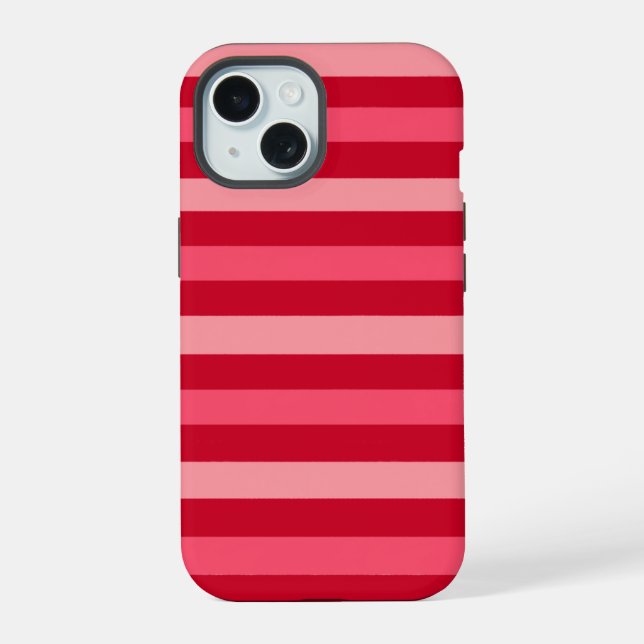Valentines Stripes of Red and Pink  iPhone 15 Case (Back)