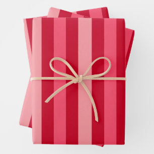 Valentines Stripes of Red and Pink Wrapping Paper Sheet