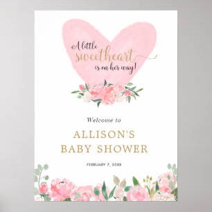 Valentines sweetheart baby shower welcome sign