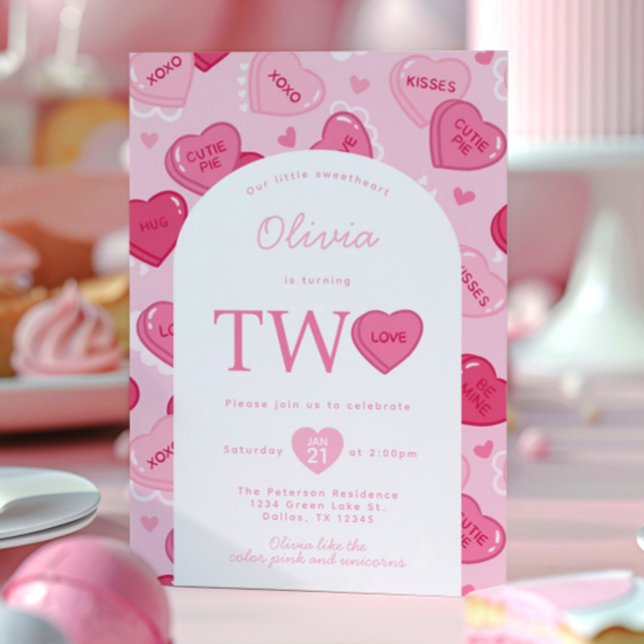 Valentines Sweetheart Candy Birthday Party Invitation (Creator Uploaded)