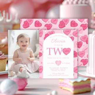 Valentines Sweetheart Candy Birthday Party Invitation