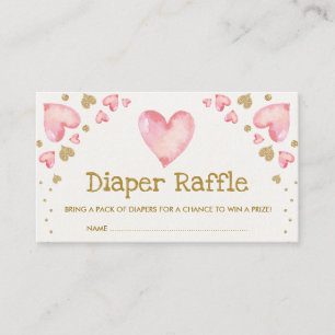 Valentines Sweetheart Diaper Raffle Pink Gold Enclosure Card