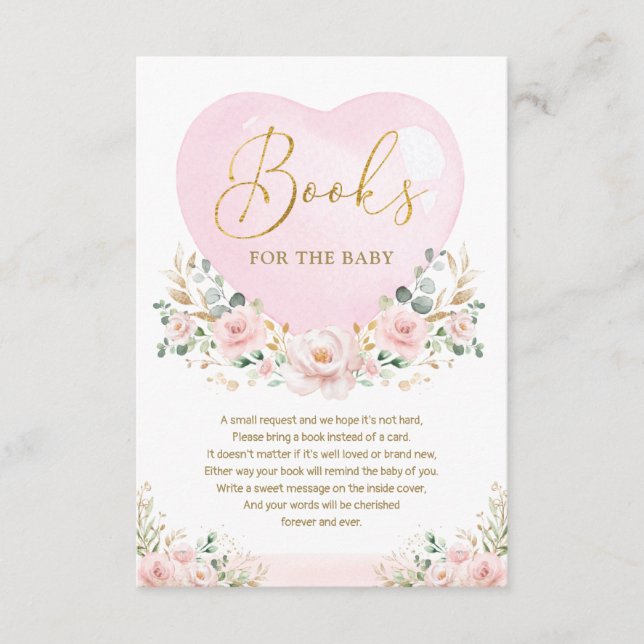 Valentines Sweetheart Floral Books for Baby Girl Enclosure Card (Front)