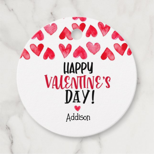 Valentine's Tag, Modern Valentine's Day Favour Cla Tags (Front)