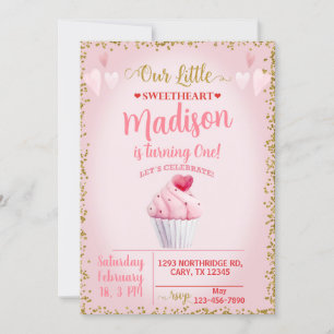Valentines Valentine girl cupcake invitation. Invitation
