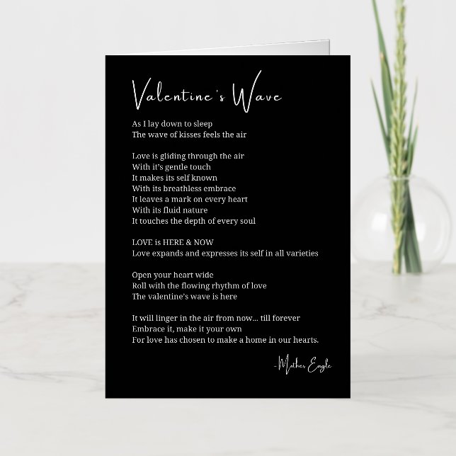 Valentines wave love poem  foil greeting card (Front)