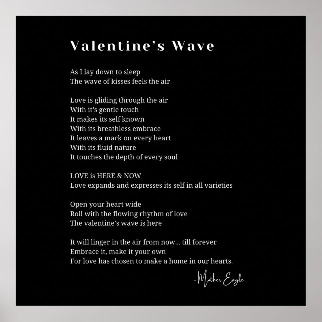 Valentines wave love poem poster wall art decor  (Front)
