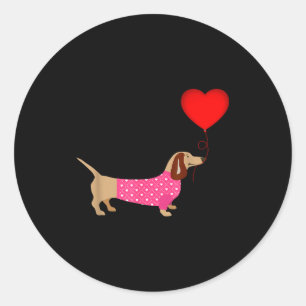Valentines Weiner Daschund Doxie In Dog Dress  Classic Round Sticker