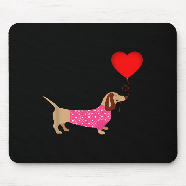 Valentines Weiner Daschund Doxie In Dog Dress  Mouse Pad (Front)
