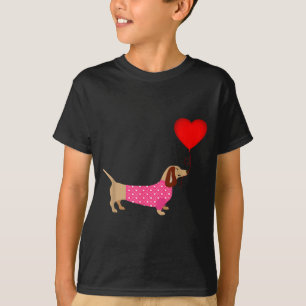Valentines Weiner Daschund Doxie In Dog Dress  T-Shirt
