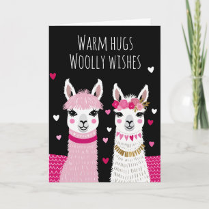Valentines Whimsical Adorable Llamas Valentines Card