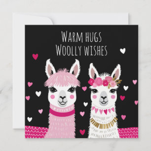 Valentines Whimsical Adorable Llamas Valentines Card