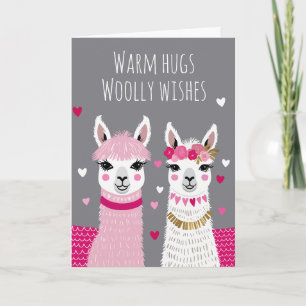 Valentines Whimsical Adorable Llamas Valentines Card