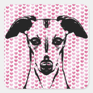 Valentines - Whippet Silhouette Square Sticker
