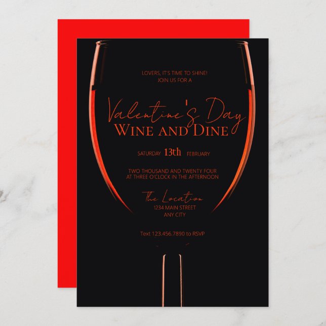 Valentine's Wine and Dine Invitation (Front/Back)