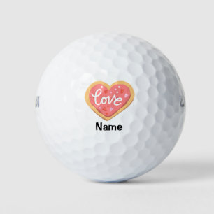 Valentine's with LOVE red heart to golfer Golf Balls