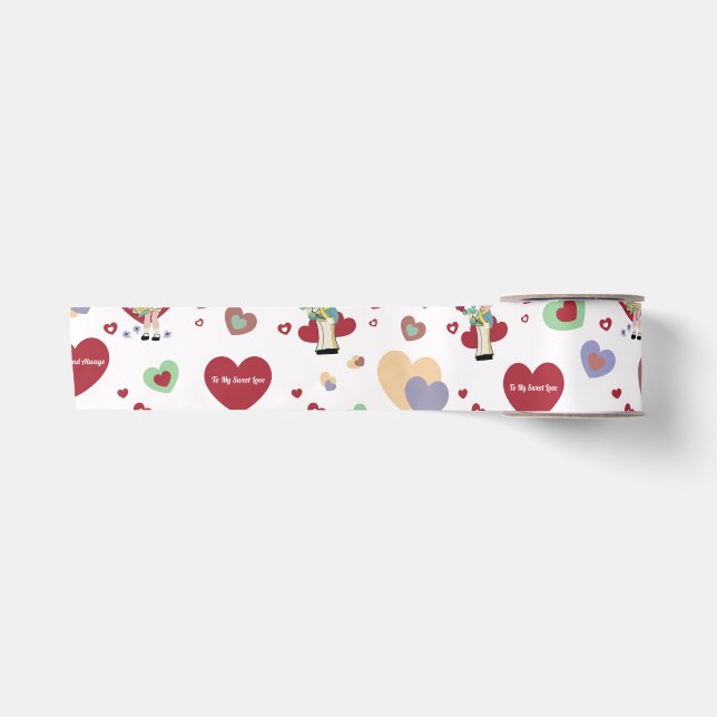 Valentines Wrapping Paper Satin Ribbon (Front)