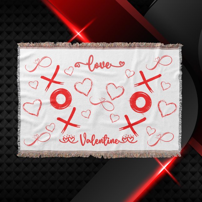 Valentine's XOXO with Hearts in Red | Throw Blanket (Creator Uploaded)