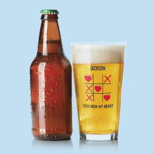 Valentines You Won My Heart Beer Glass