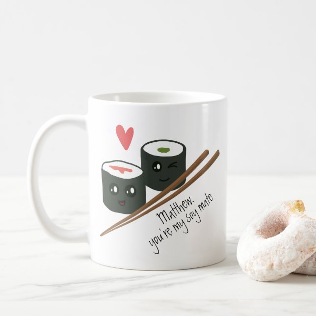 Valentines You're my Soy Mate Kawaii Coffee Mug (With Donut)