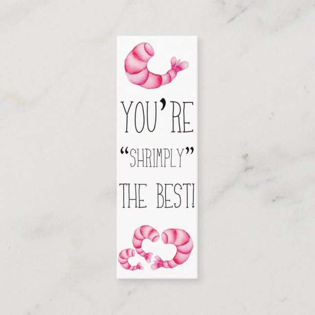 Valentine's You're Shrimply the Best! miniBookmark Mini Business Card (Front)