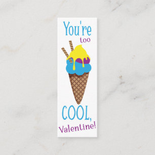 Valentine's You're Too Cool!  Mini Bookmark  Mini Business Card