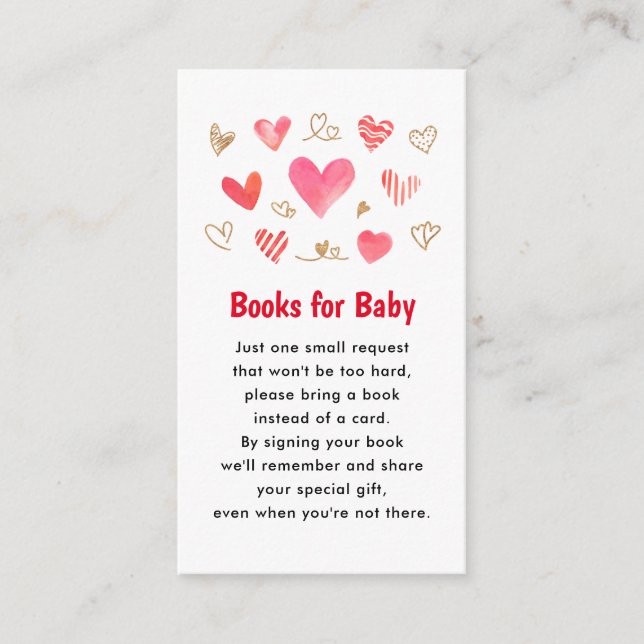 Valentines's Day Baby Shower Books for Baby  Enclosure Card (Front)