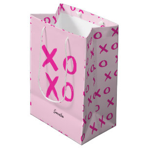 Valentine'sSimple Modern XOXO Pink Personalized Medium Gift Bag