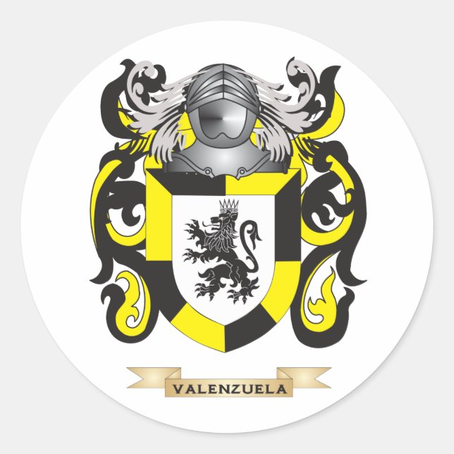 Valenzuela Family Crest (Coat of Arms) Classic Round Sticker (Front)