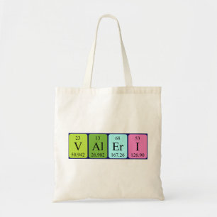 Valeri periodic table name tote bag