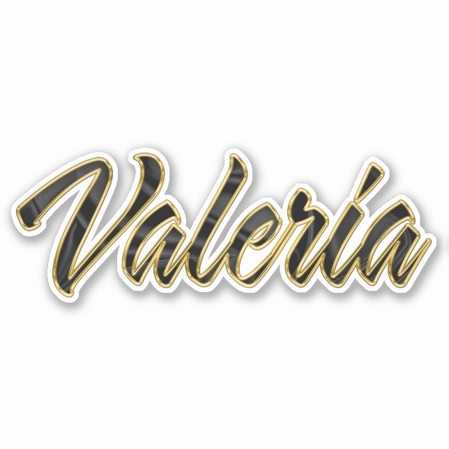 Valeria black gold lettering sticker (Front)