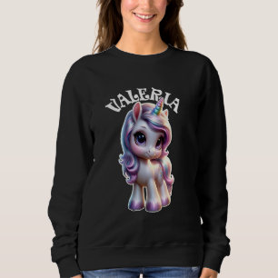 Valeria Cute Unicorn Design for Girls Name Valeria Sweatshirt