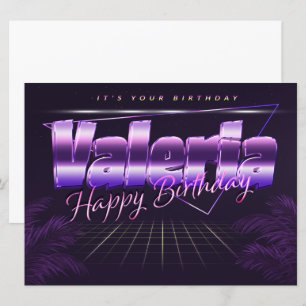 Valeria Name Vorname lila retro Karte Geburtstag Card