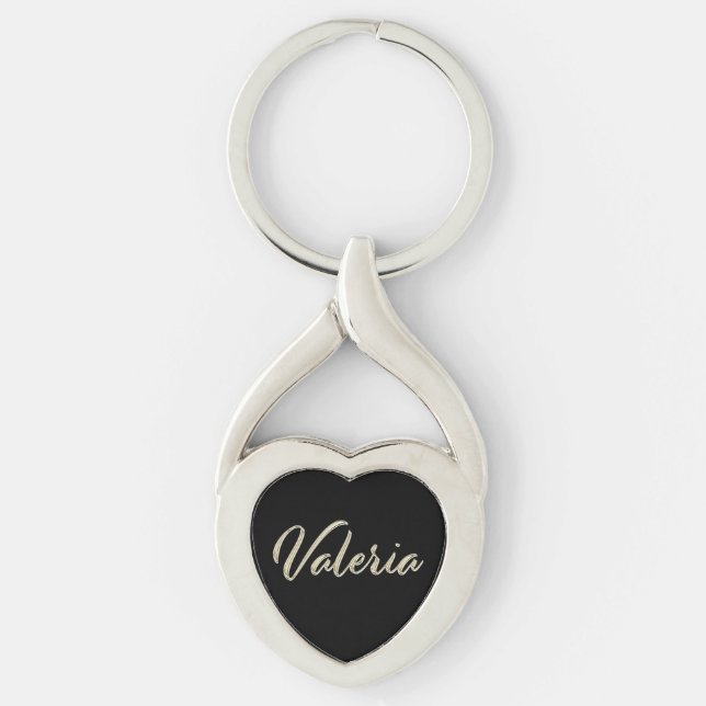 Valeria white gold handwriting keychain (Front)