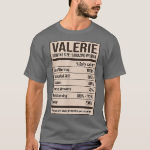 Valerie Nutrition Facts Name Nickname Alias Title T-Shirt