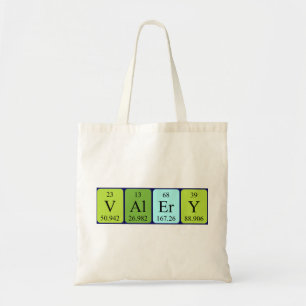 Valery periodic table name tote bag