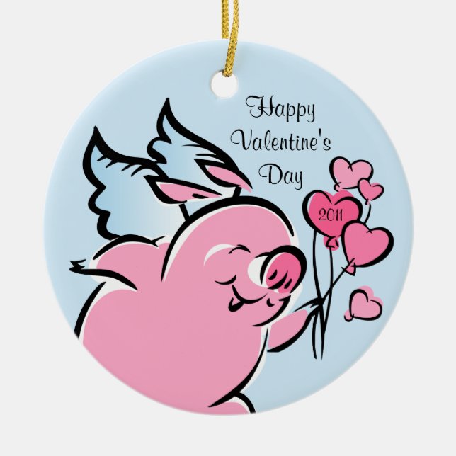 Valetine Pig Personalised Ornament (Front)
