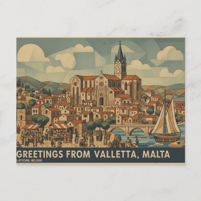 Valetta Malta postcard  (Front)