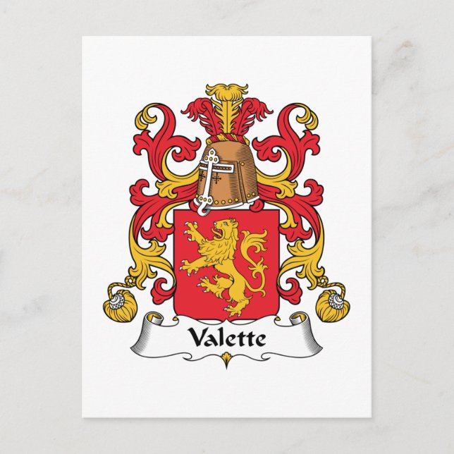 Valette Family Crest Postcard (Front)