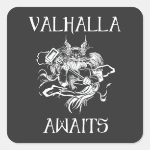 Valhalla Awaits  Square Sticker